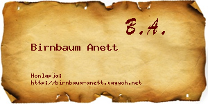 Birnbaum Anett névjegykártya