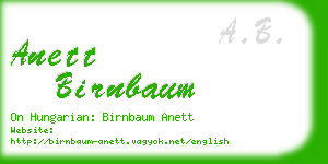 anett birnbaum business card